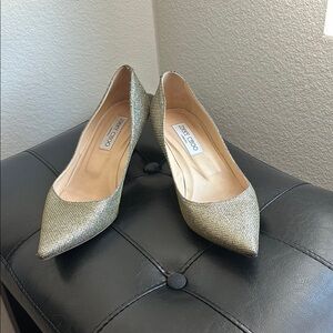 Jimmy Choo Gold Pointed Toe Heels